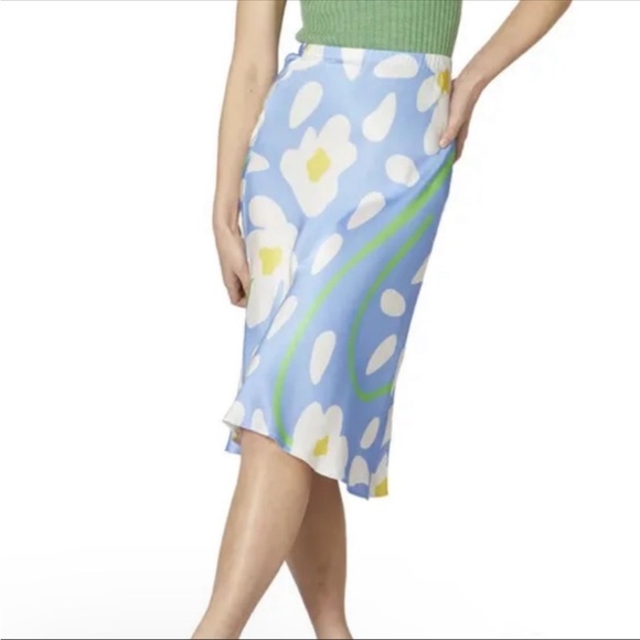 Gorman Skirt size 10 blue sunflower print satin midi luke John Matthew Arnold - Picture 2 of 6